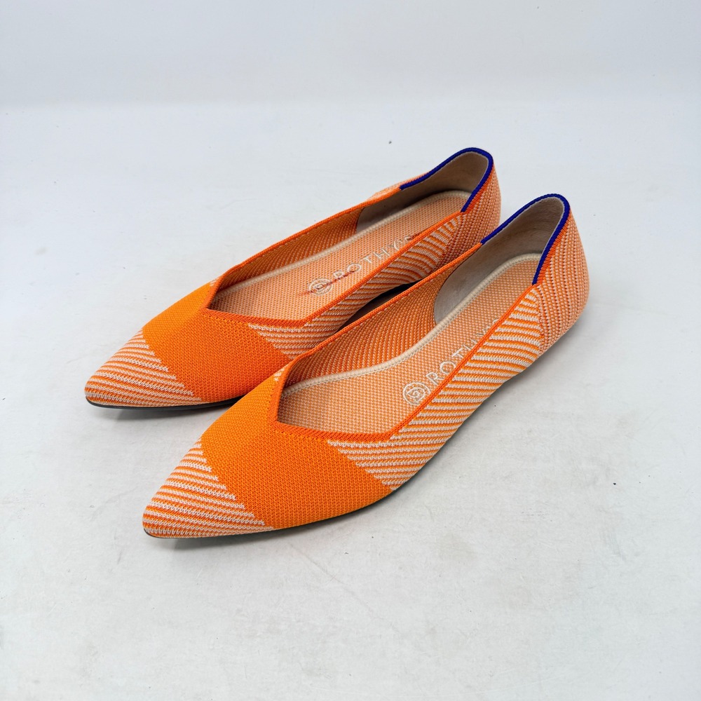 Rothy's Orange Striped Pointed Toe Flats